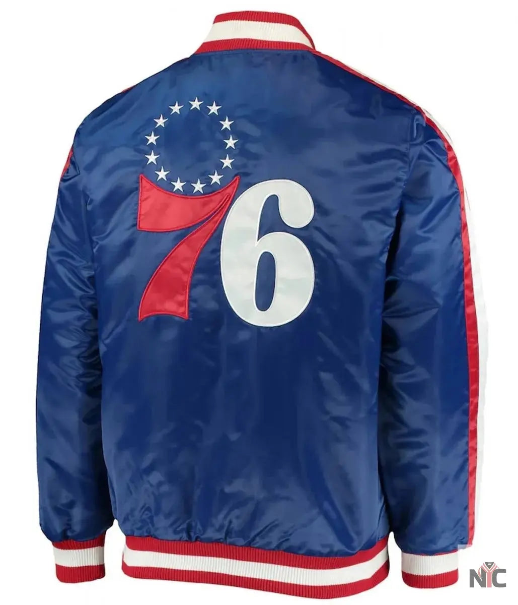 The Offensive Philadelphia 76ers Varsity Satin Full-Snap Jacket NYC Jackets
