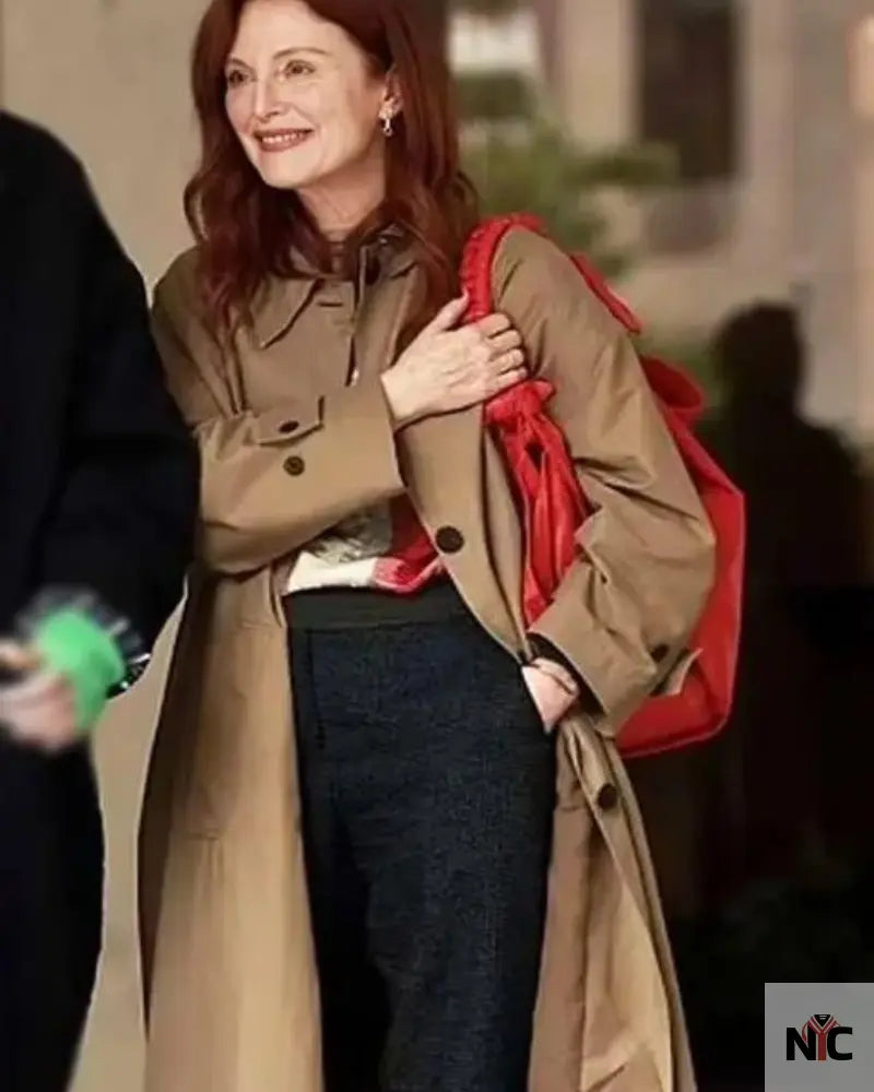 The Room Next Door 2024 Julianne Moore Brown Coat NYC Jackets
