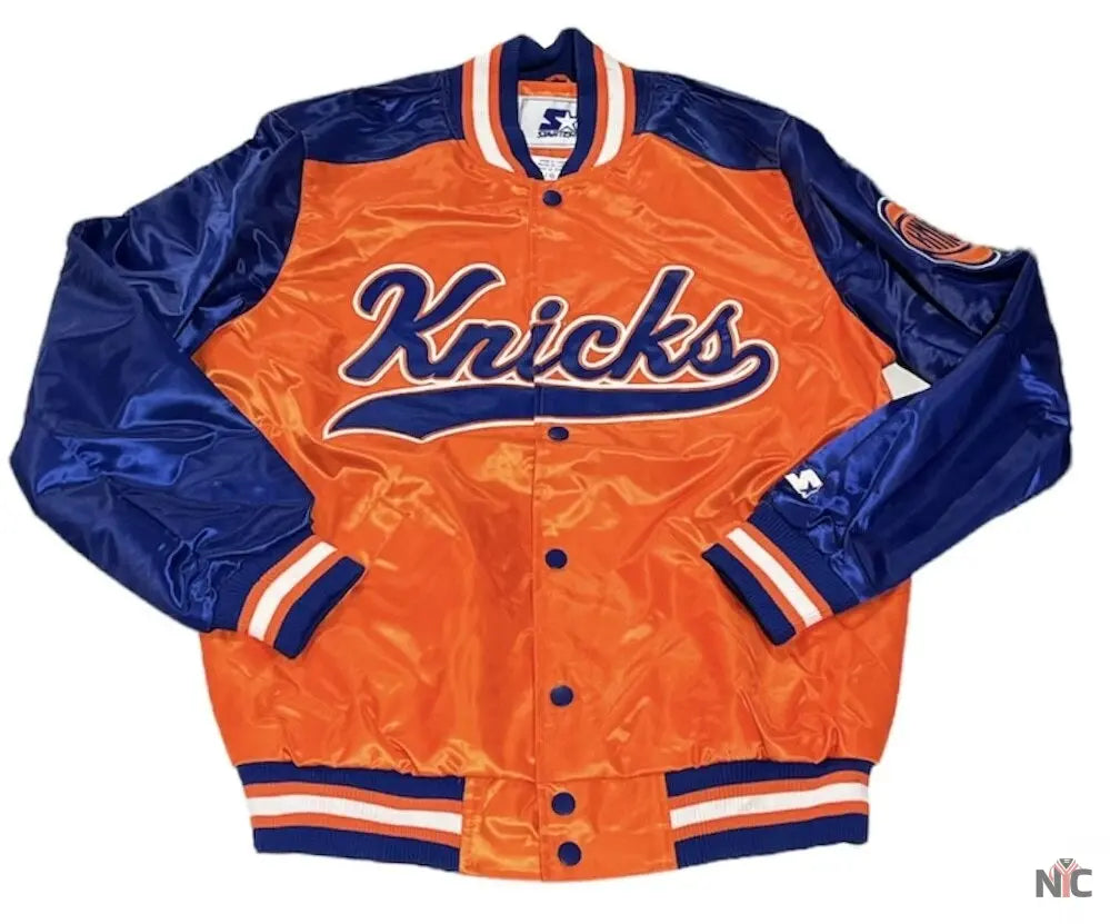 The Tradition II Team NY Knicks Orange & Blue Satin Jacket NYC Jackets