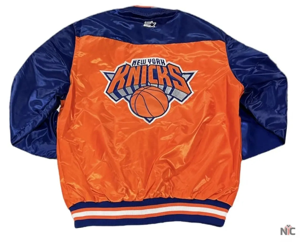 The Tradition II Team NY Knicks Orange & Blue Satin Jacket NYC Jackets