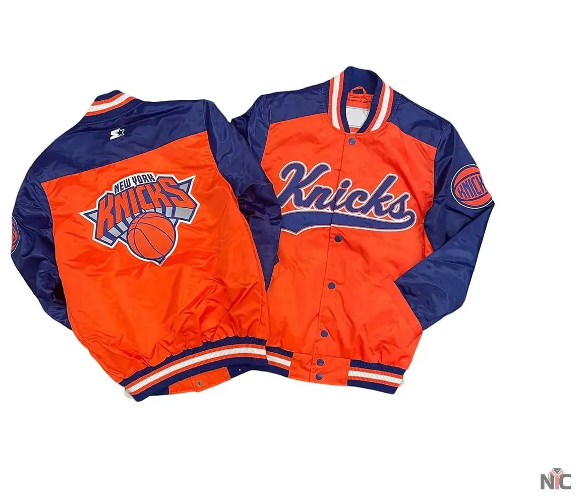The Tradition II Team NY Knicks Orange & Blue Satin Jacket NYC Jackets