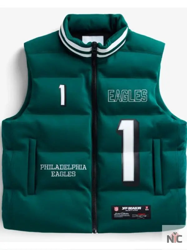 The View 2025 Sunny Hostin Green Eagles Puffer Vest NYC Jackets