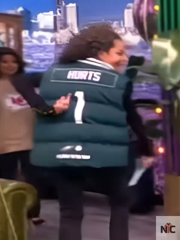 The View 2025 Sunny Hostin Green Eagles Puffer Vest NYC Jackets