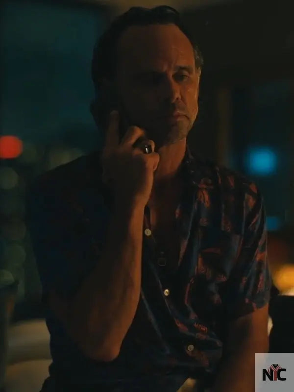 The White Lotus S3 Walton Goggins Blue Printed Shirt NYC Jackets