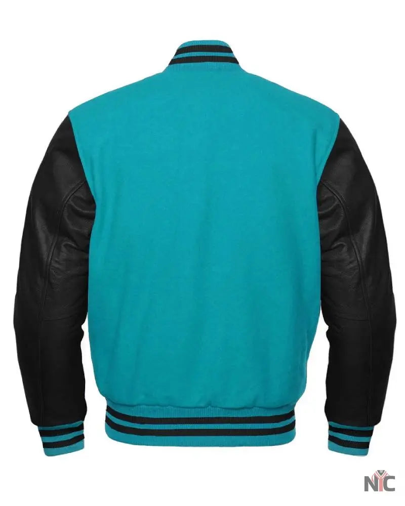 Tiffany Blue And Black Varsity Jacket NYC Jackets