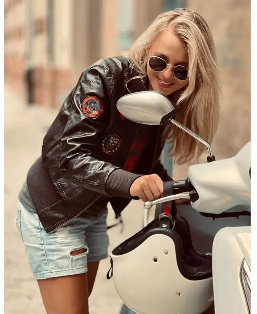 Top Gun Womens Vegan Leather Jacket NYC Jackets