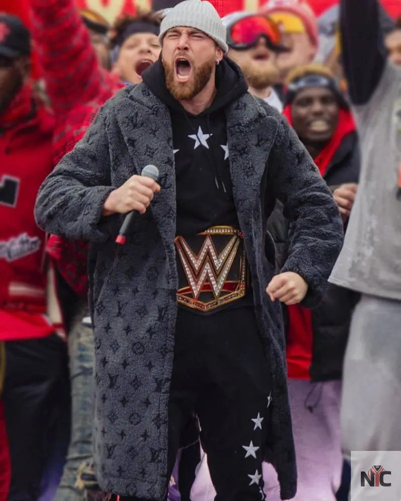 Travis Kelce Louis Vuitton Grey Coat - NYC Jackets