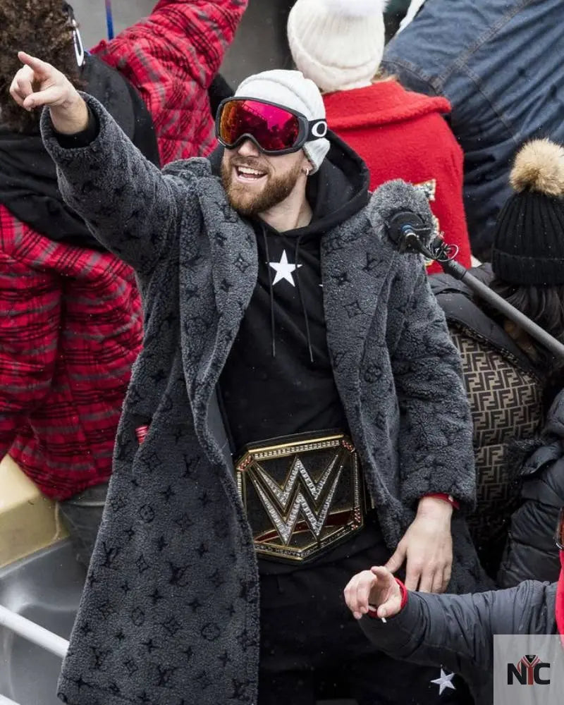 Travis Kelce Louis Vuitton Grey Coat - NYC Jackets