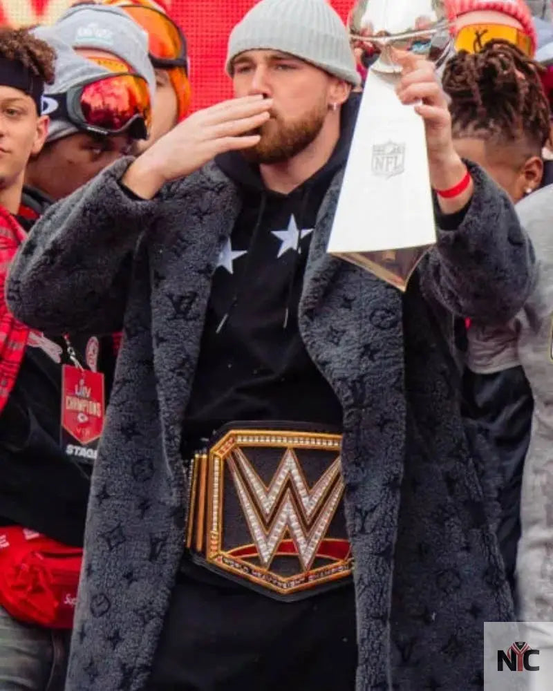 Travis Kelce Louis Vuitton Grey Coat - NYC Jackets