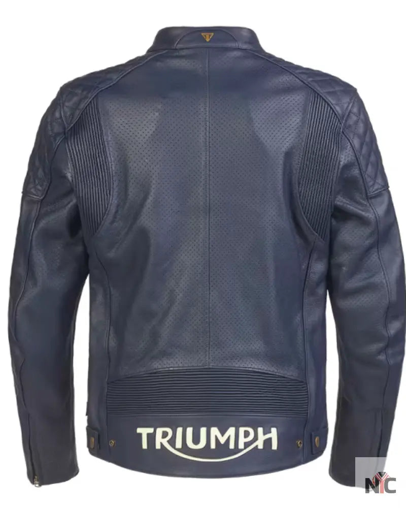 Triumph Men’s Blue Motorcycle Braddan Air Race Jacket NYC Jackets