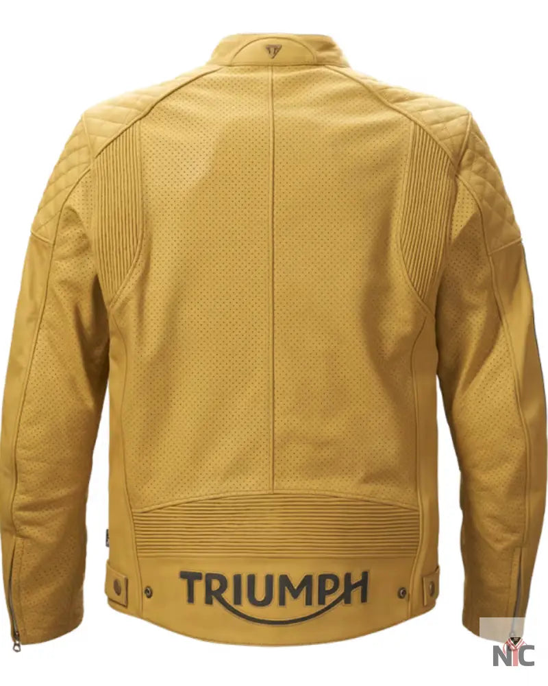 Triumph Men’s Gold Motorcycle Braddan Air Race Jacket NYC Jackets