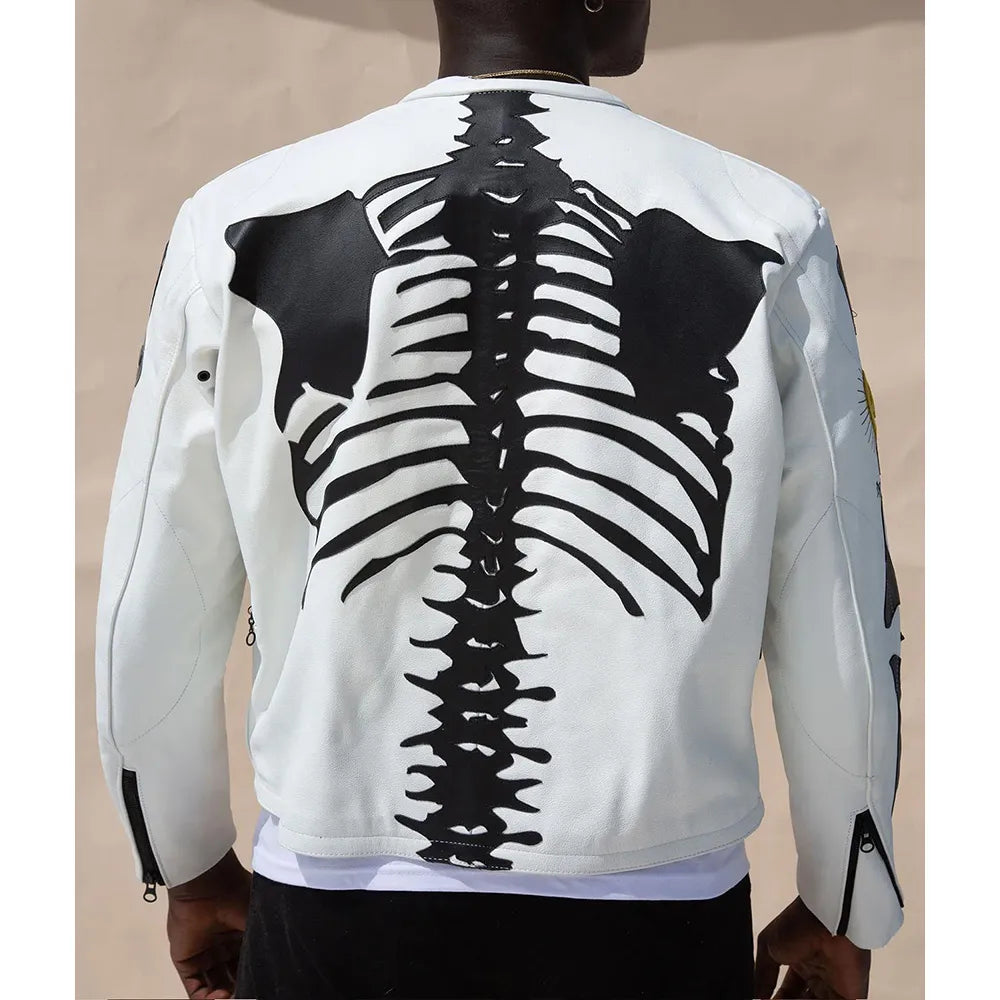 Vanson Skeleton White Leather Jacket NYC Jackets