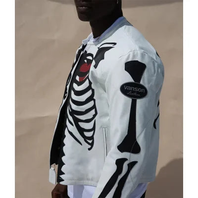 Vanson Skeleton White Leather Jacket NYC Jackets