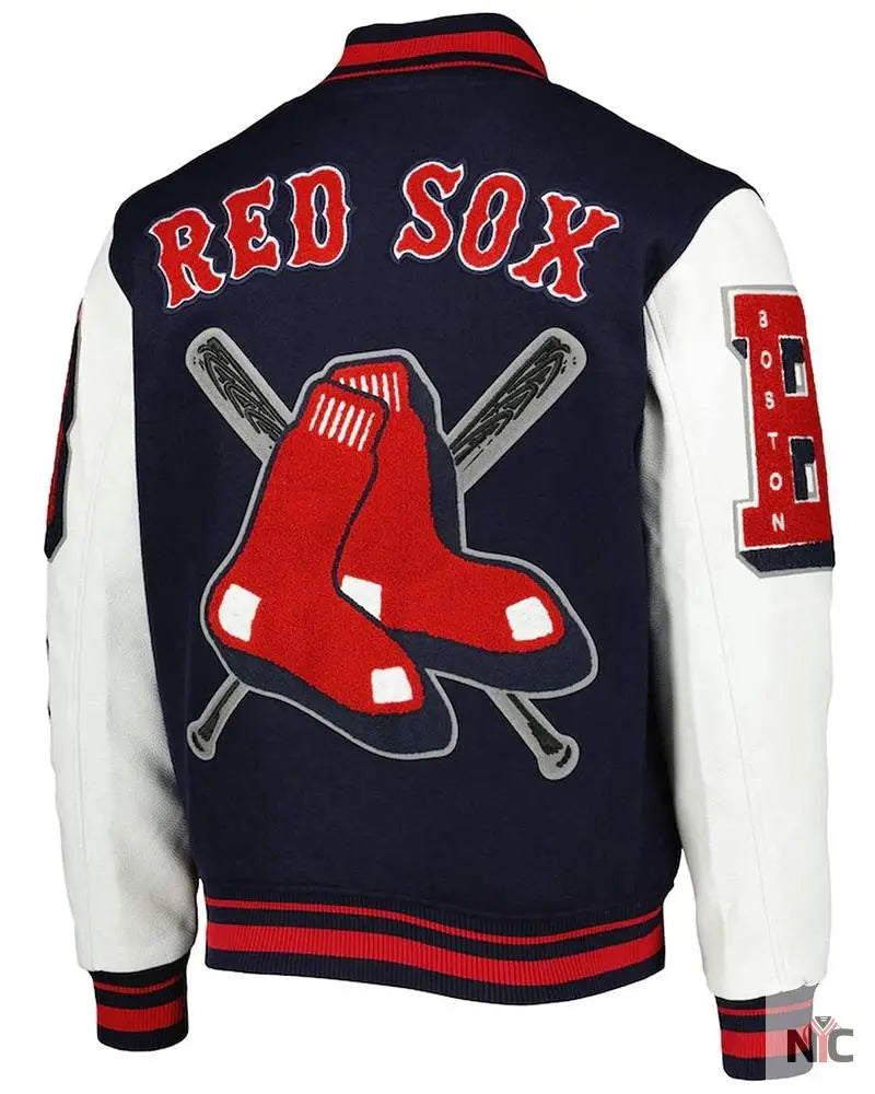Varsity Boston Red Sox Mash Up Navy Blue and White Jacket NYC Jackets