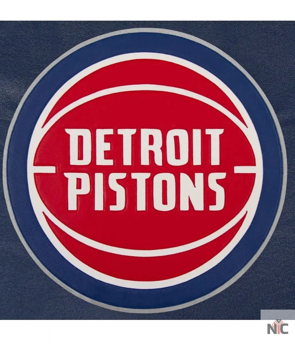 Varsity Detroit Pistons Navy Blue Leather Jacket NYC Jackets