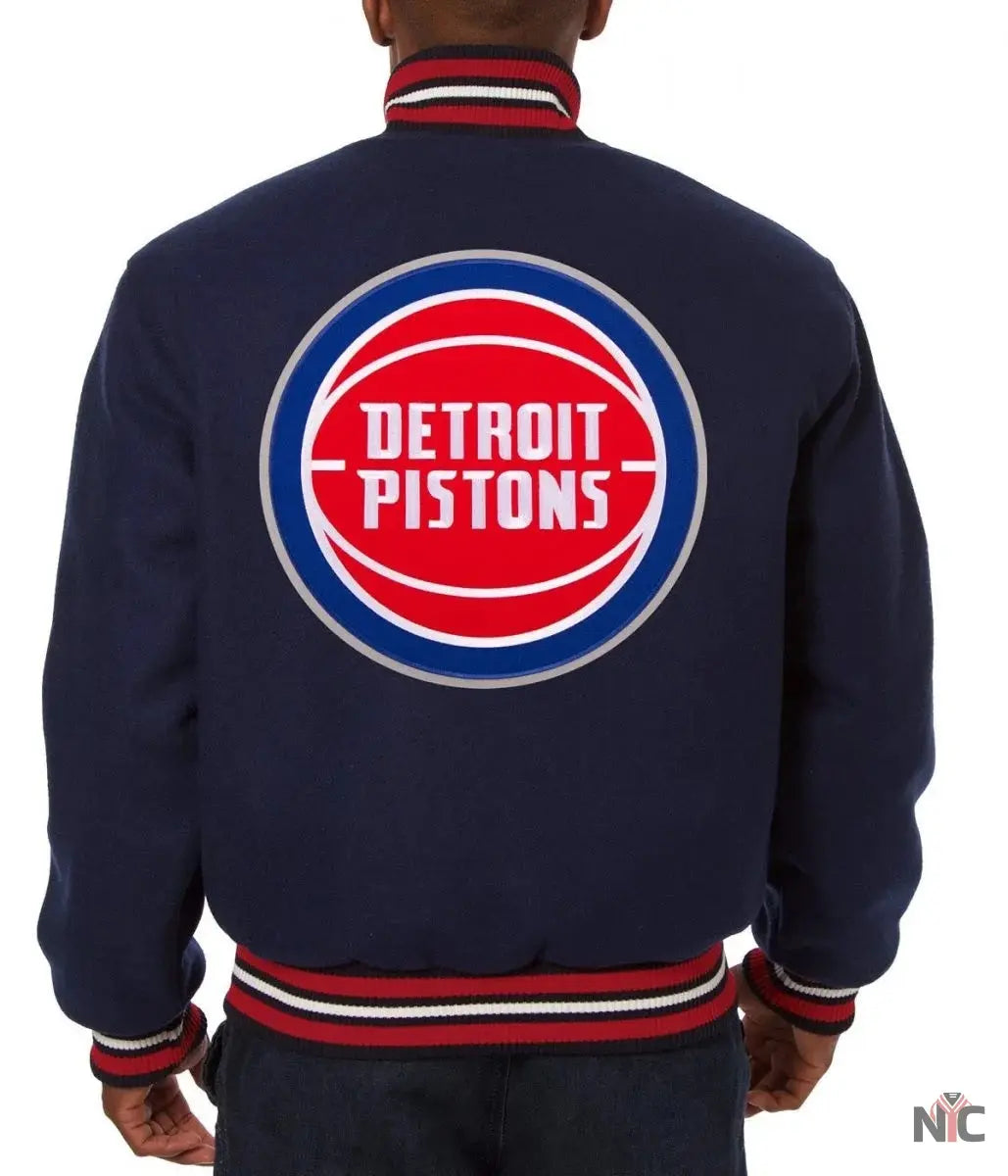 Varsity Detroit Pistons Navy Blue Wool Jacket NYC Jackets