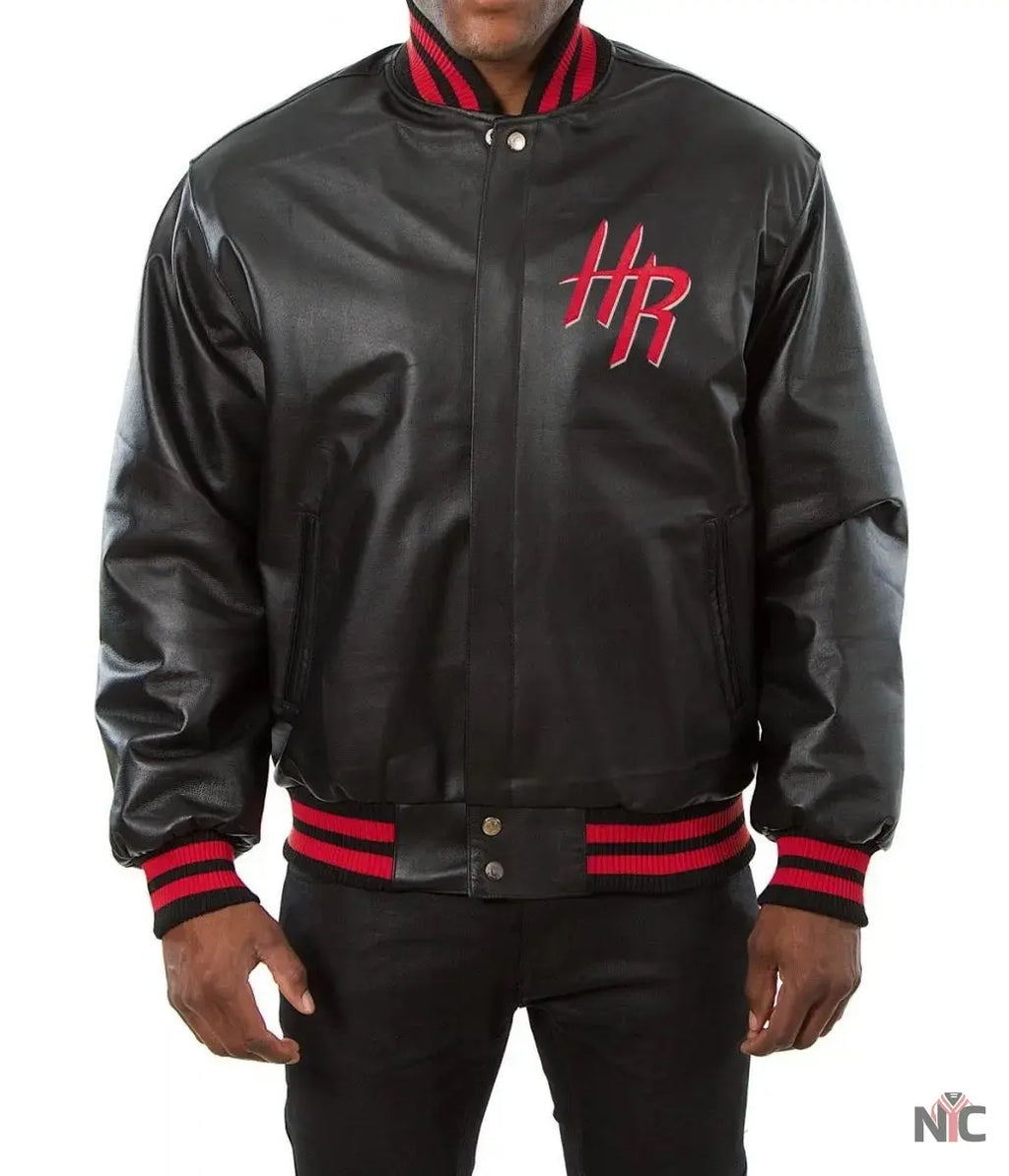 Varsity Houston Rockets Black Leather Jacket NYC Jackets
