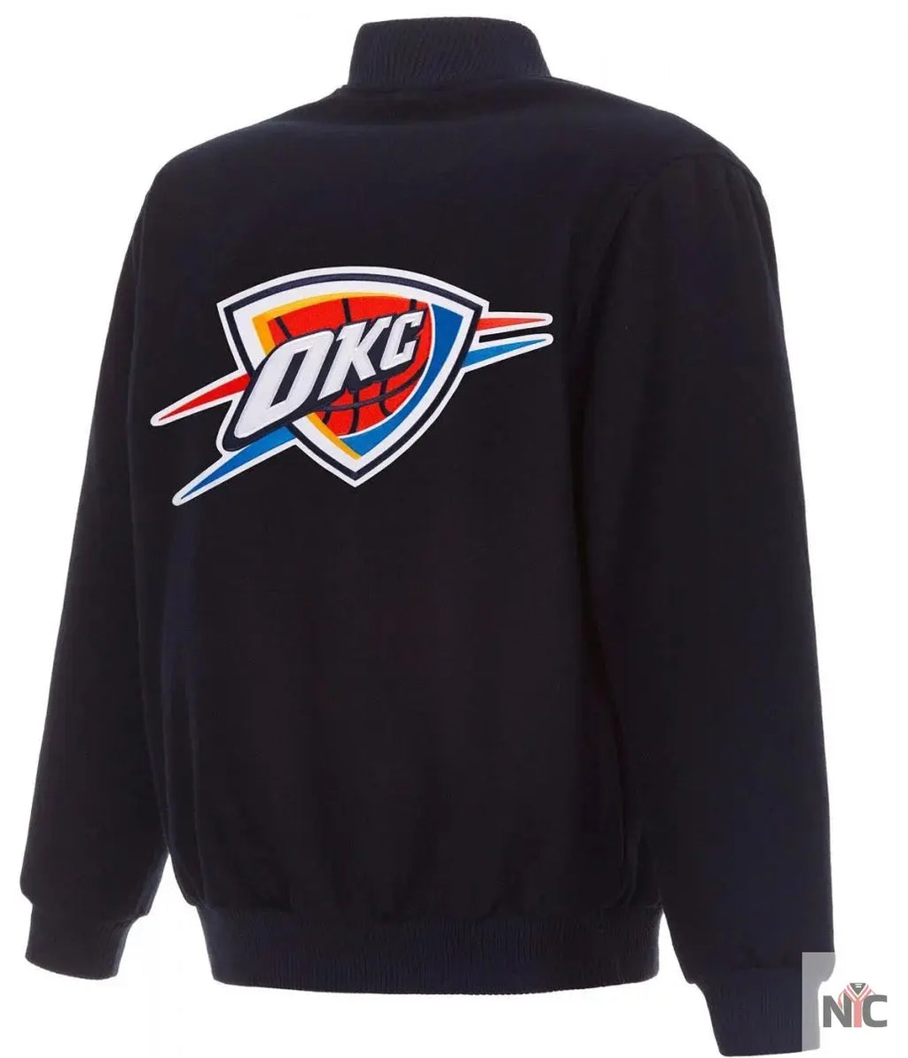 Varsity Oklahoma City Thunder Navy Blue Wool Jacket NYC Jackets