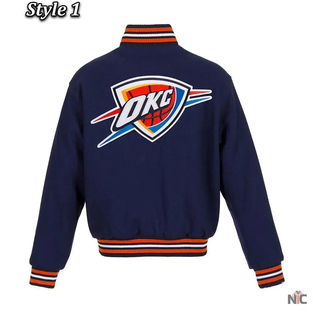 Varsity Oklahoma City Thunder Navy Wool Jacket NYC Jackets