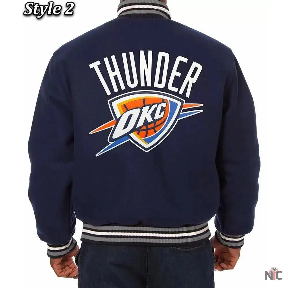 Varsity Oklahoma City Thunder Navy Wool Jacket NYC Jackets