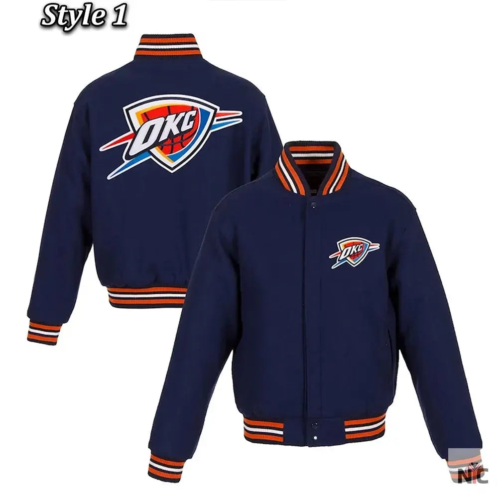 Varsity Oklahoma City Thunder Navy Wool Jacket NYC Jackets