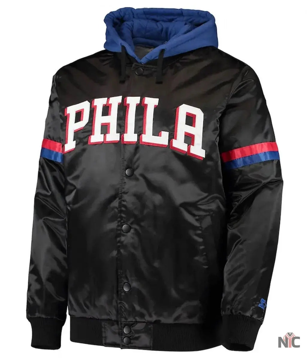Varsity Philadelphia 76ers Full-Snap Hoodie Jacket NYC Jackets