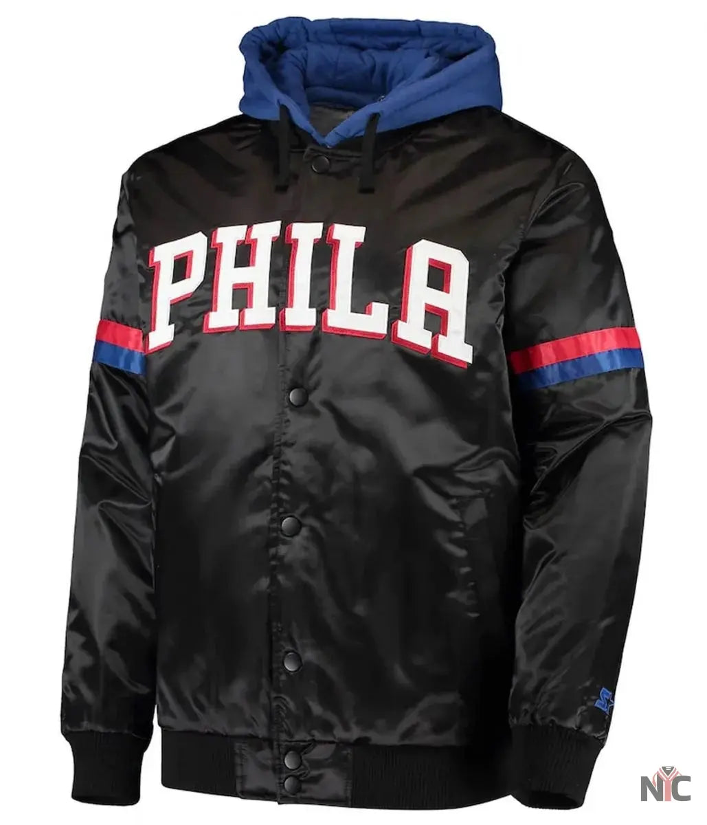Varsity Philadelphia 76ers Full-Snap Hoodie Jacket NYC Jackets