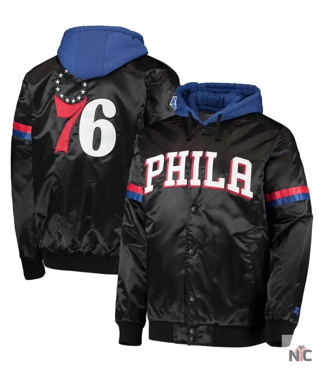 Varsity Philadelphia 76ers Full-Snap Hoodie Jacket NYC Jackets