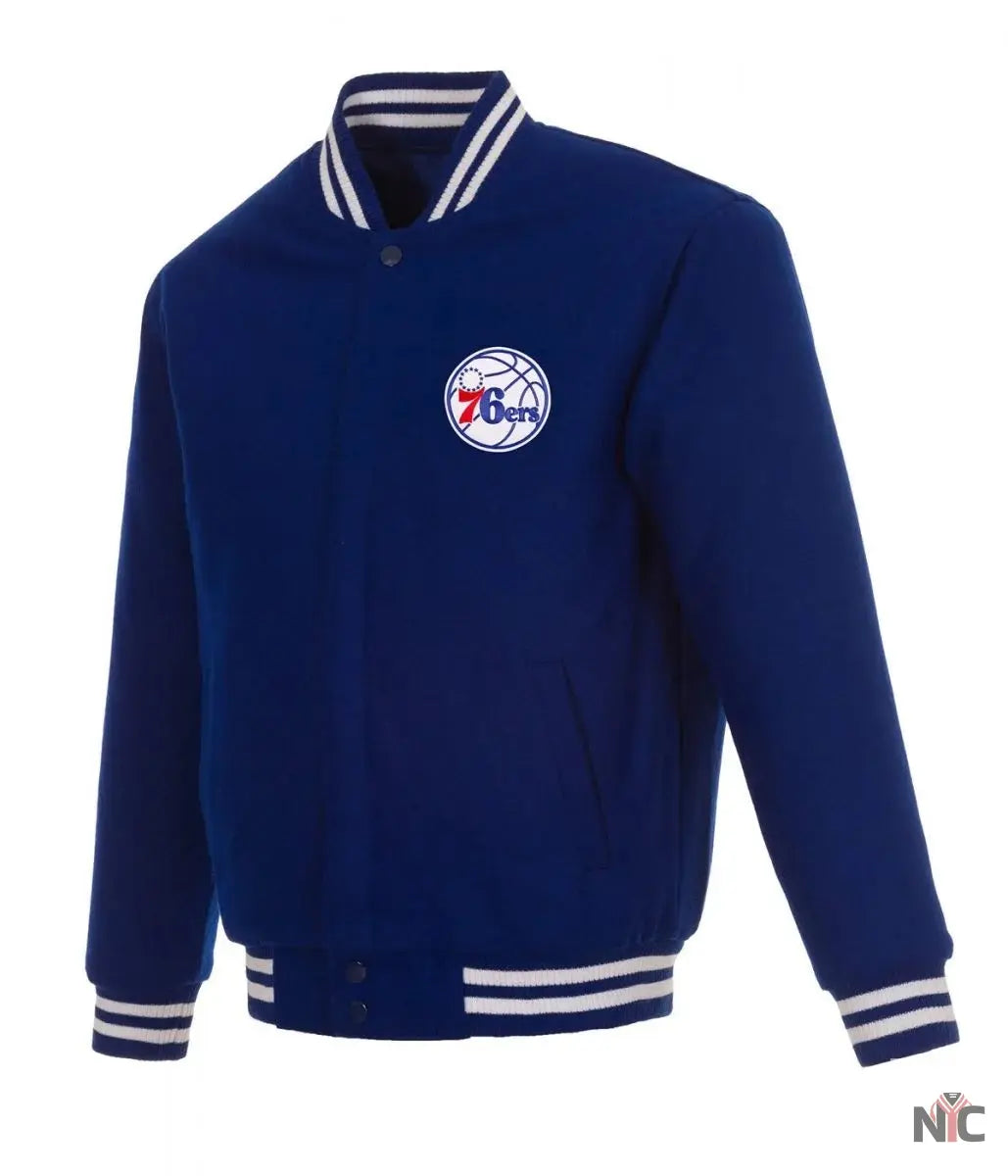Varsity Philadelphia 76ers Royal Blue Wool Jacket NYC Jackets