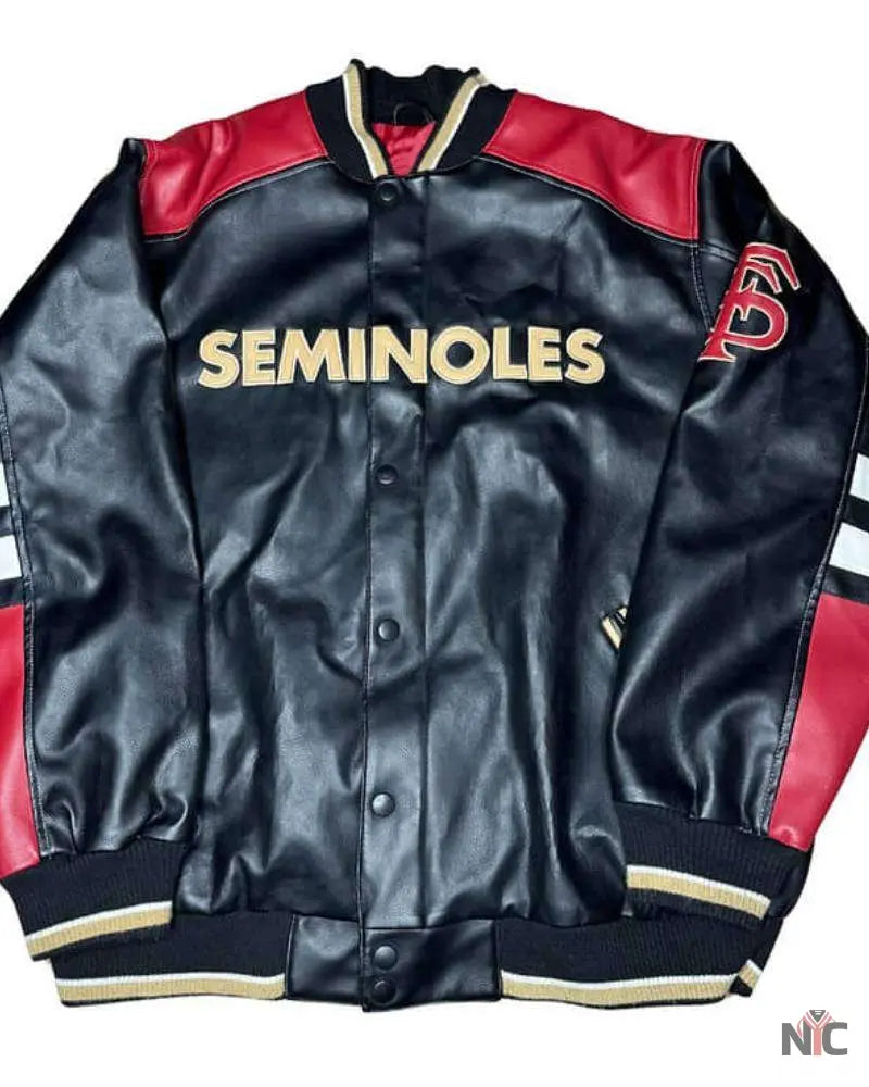 Vintage FSU Embroidered Leather Jacket NYC Jackets