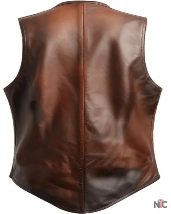 Vintage Men Brown Leather Vest NYC Jackets