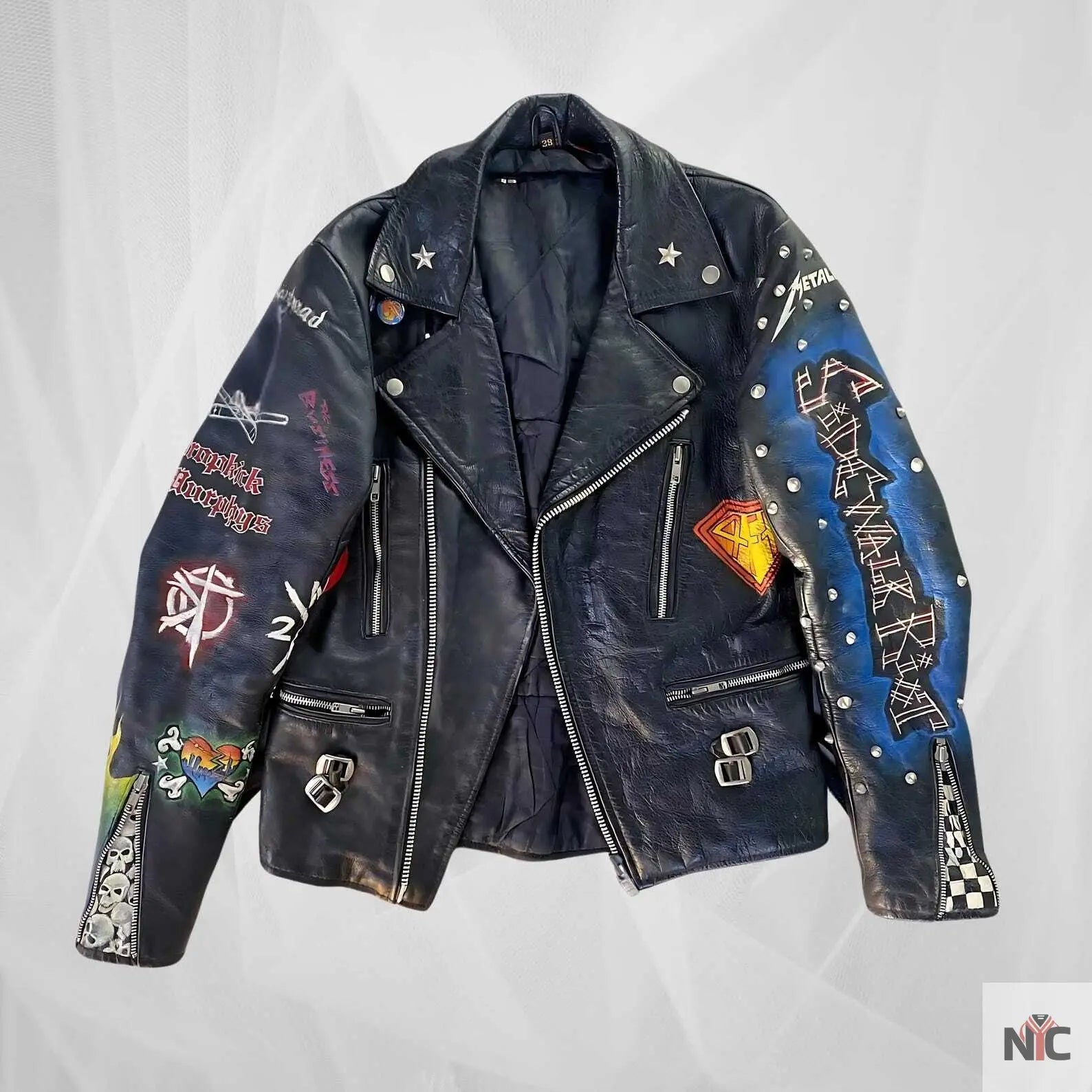 Vintage Punk Rock Hand-Painted Leather Jacket NYC Jackets