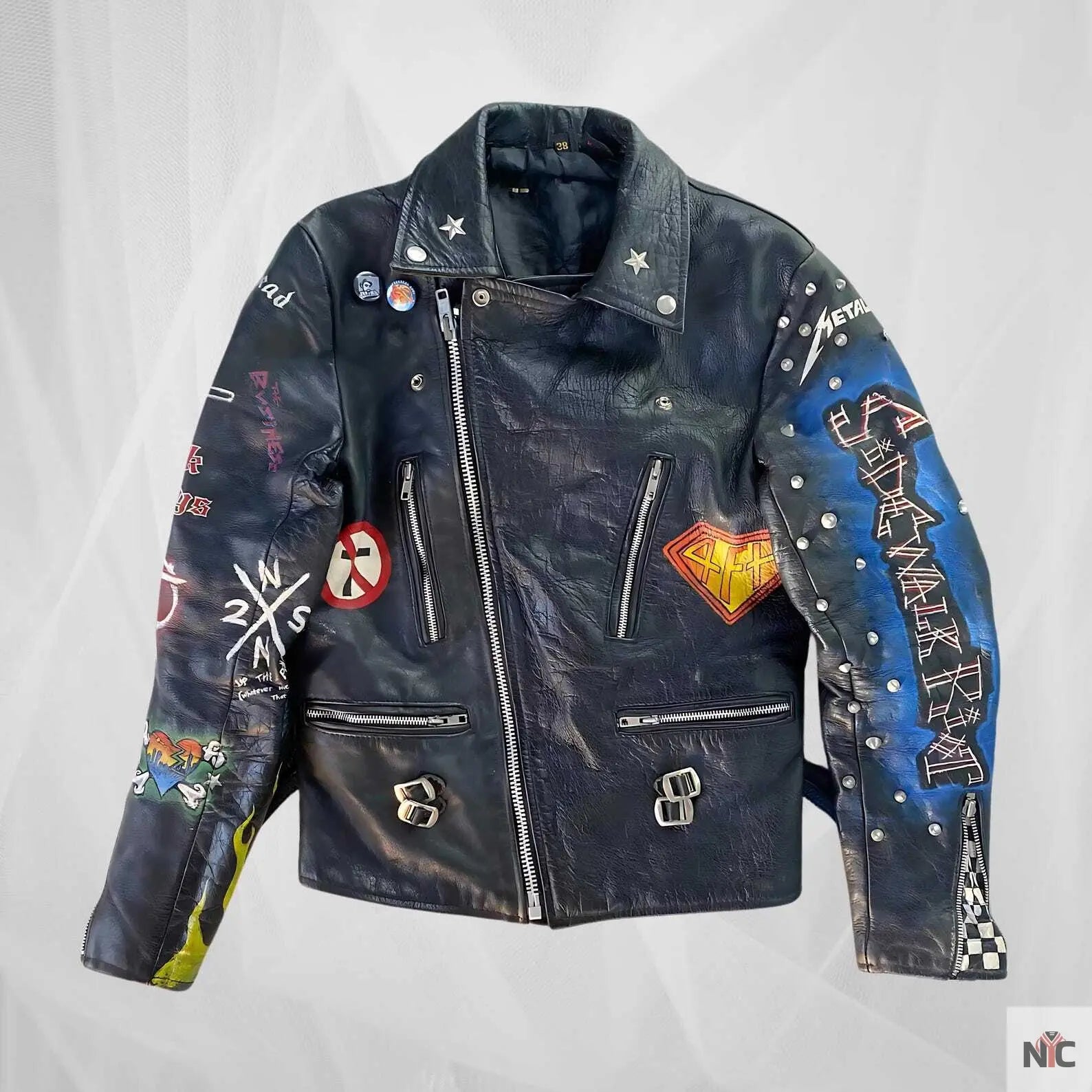 Vintage Punk Rock Hand-Painted Leather Jacket NYC Jackets
