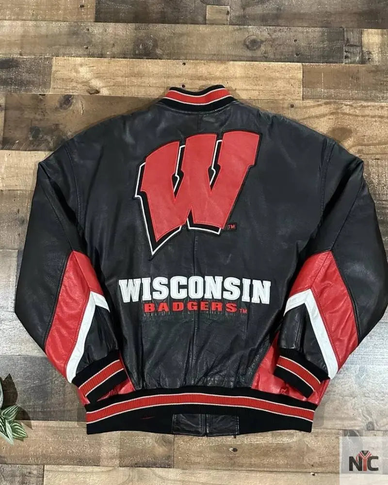 Vintage University Of Wisconsin Badgers Leather Jacket NYC Jackets