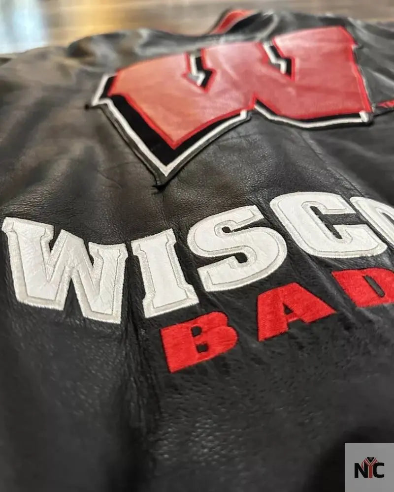 Vintage University Of Wisconsin Badgers Leather Jacket NYC Jackets