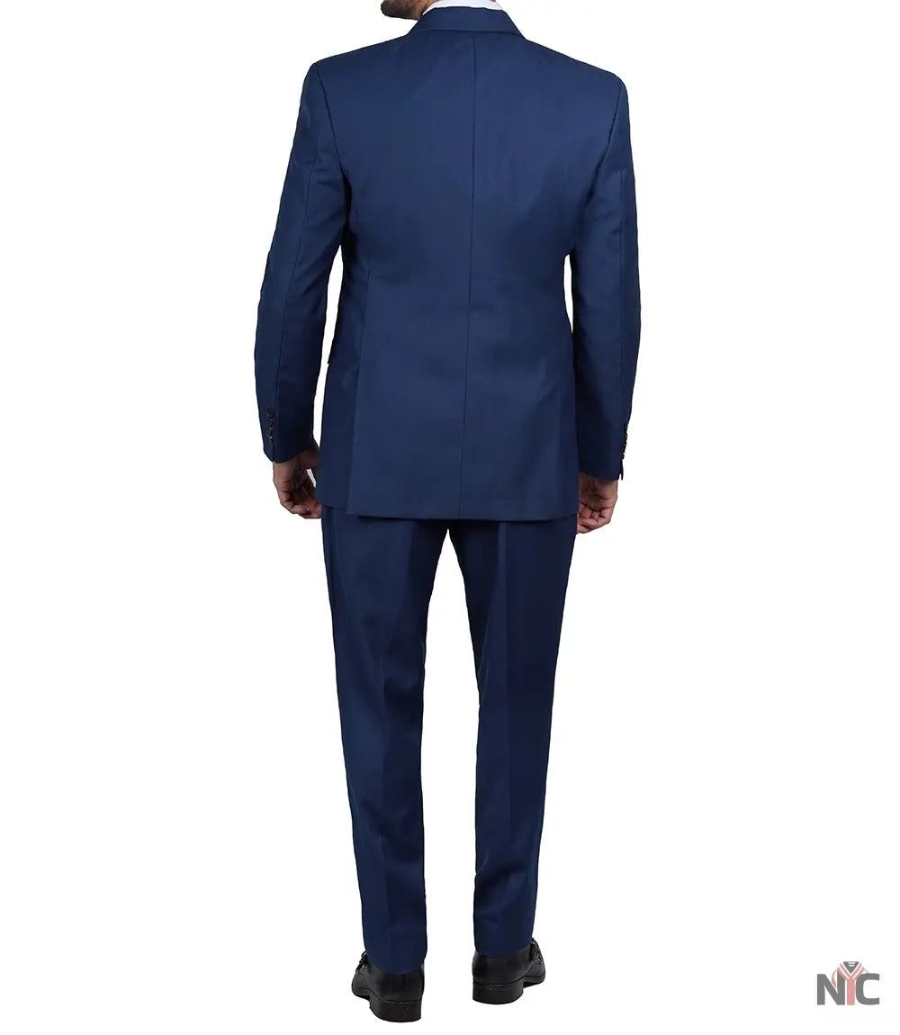 Vollmer Men's Blue Peak Lapel Three Piece Suit NYC Jackets