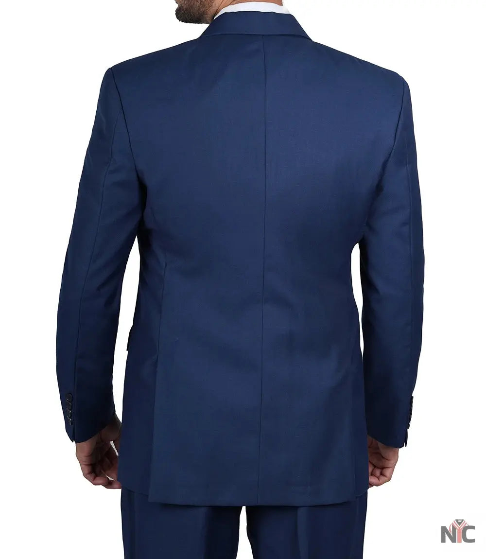 Vollmer Men's Blue Peak Lapel Three Piece Suit NYC Jackets