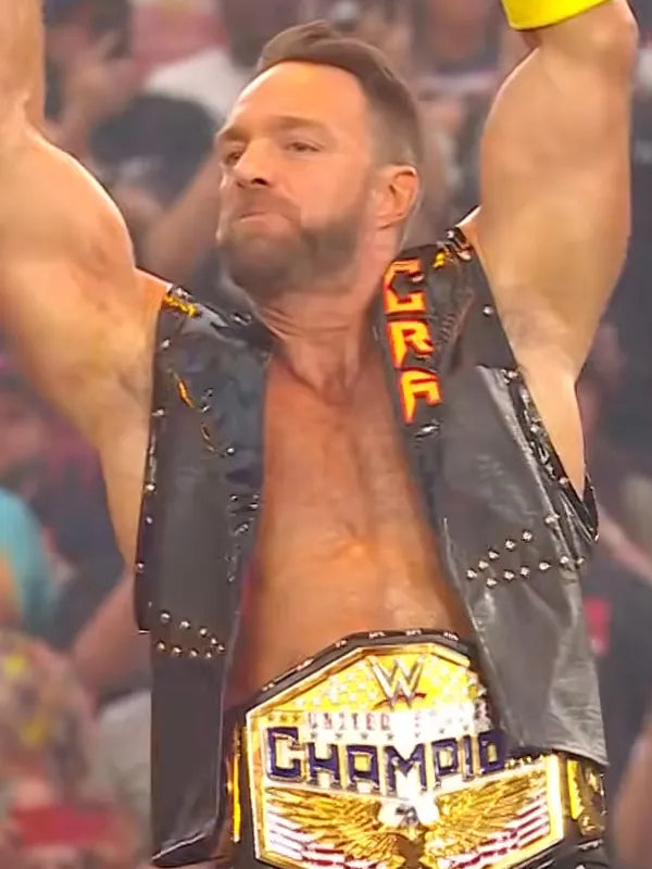 WWE WrestleMania Vegas LA Knight Leather Vest NYC Jackets