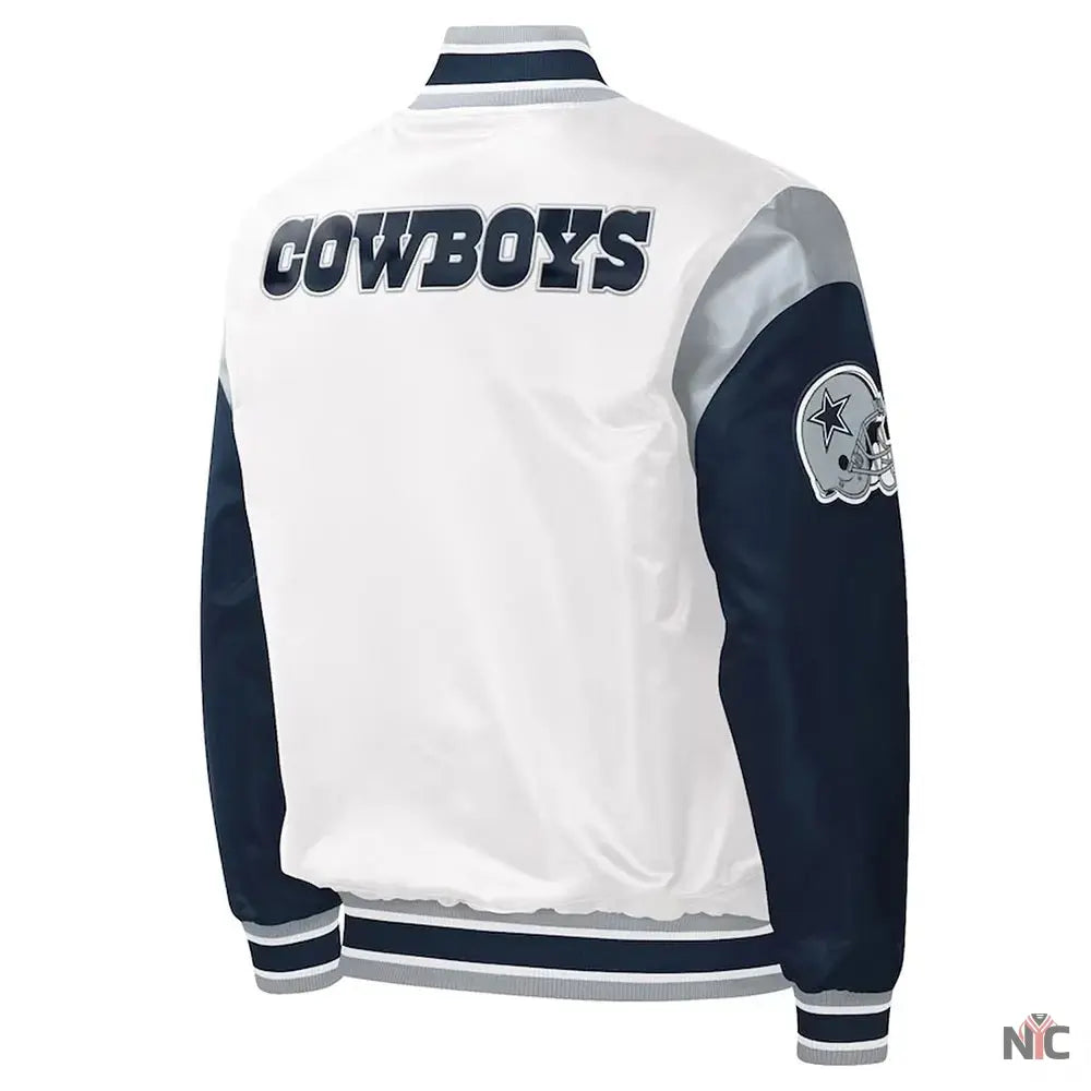 Warm-Up Pitch Dallas Cowboys Varsity Satin Jacket NYC Jackets