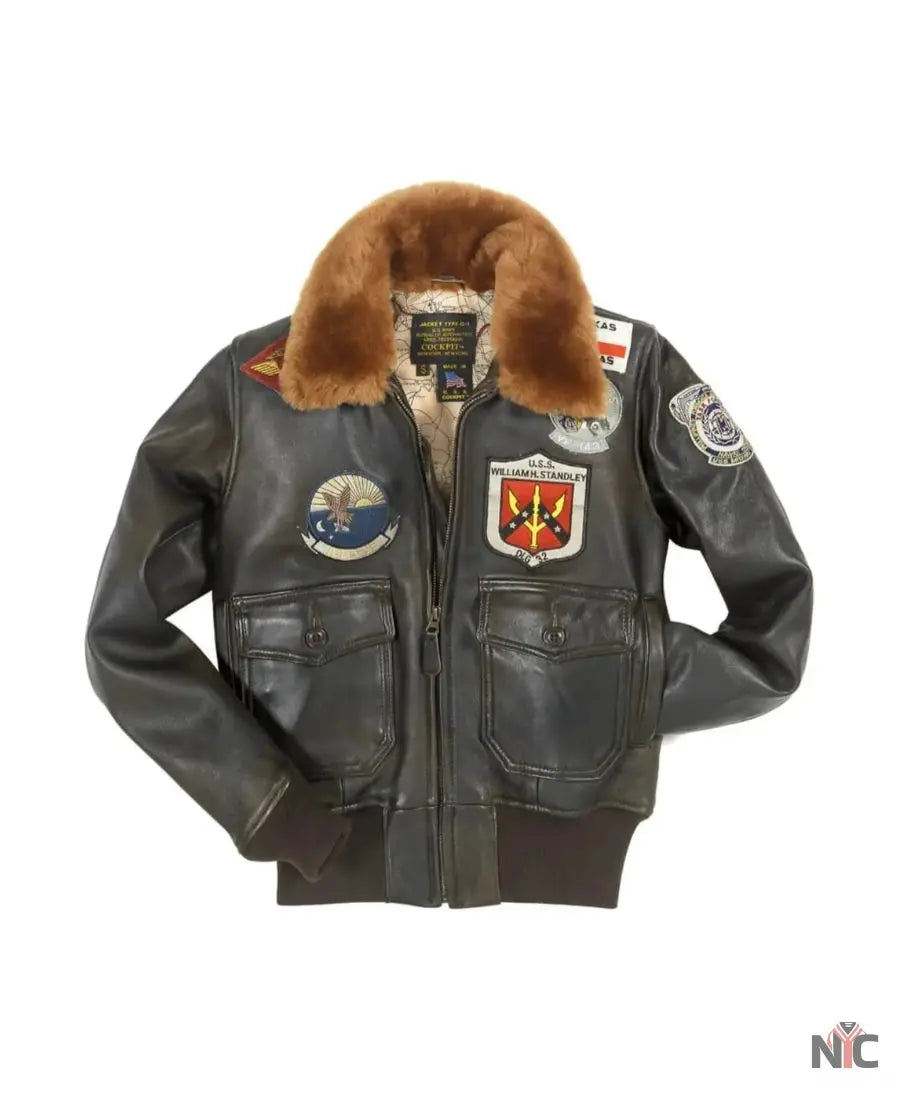 Women Top Gun Flight Leather Jacket NYC Jackets