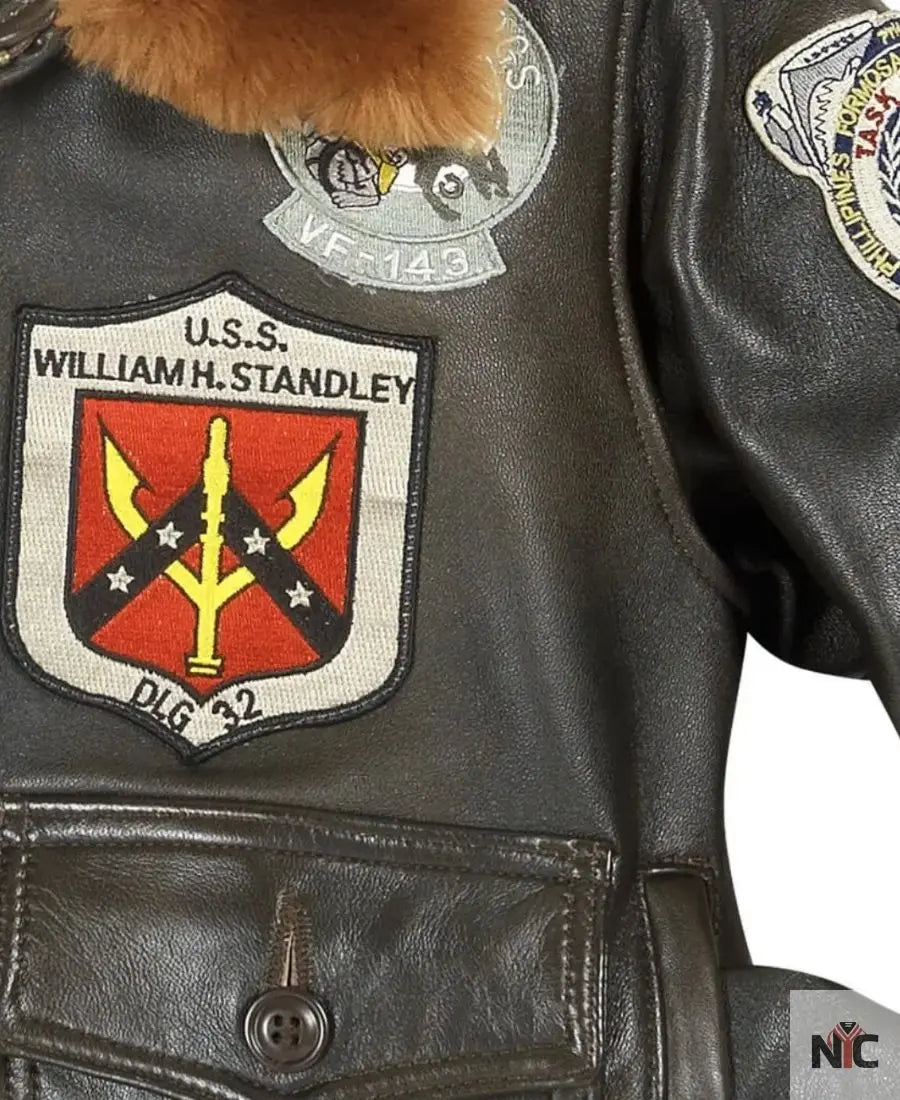 Women Top Gun Flight Leather Jacket NYC Jackets