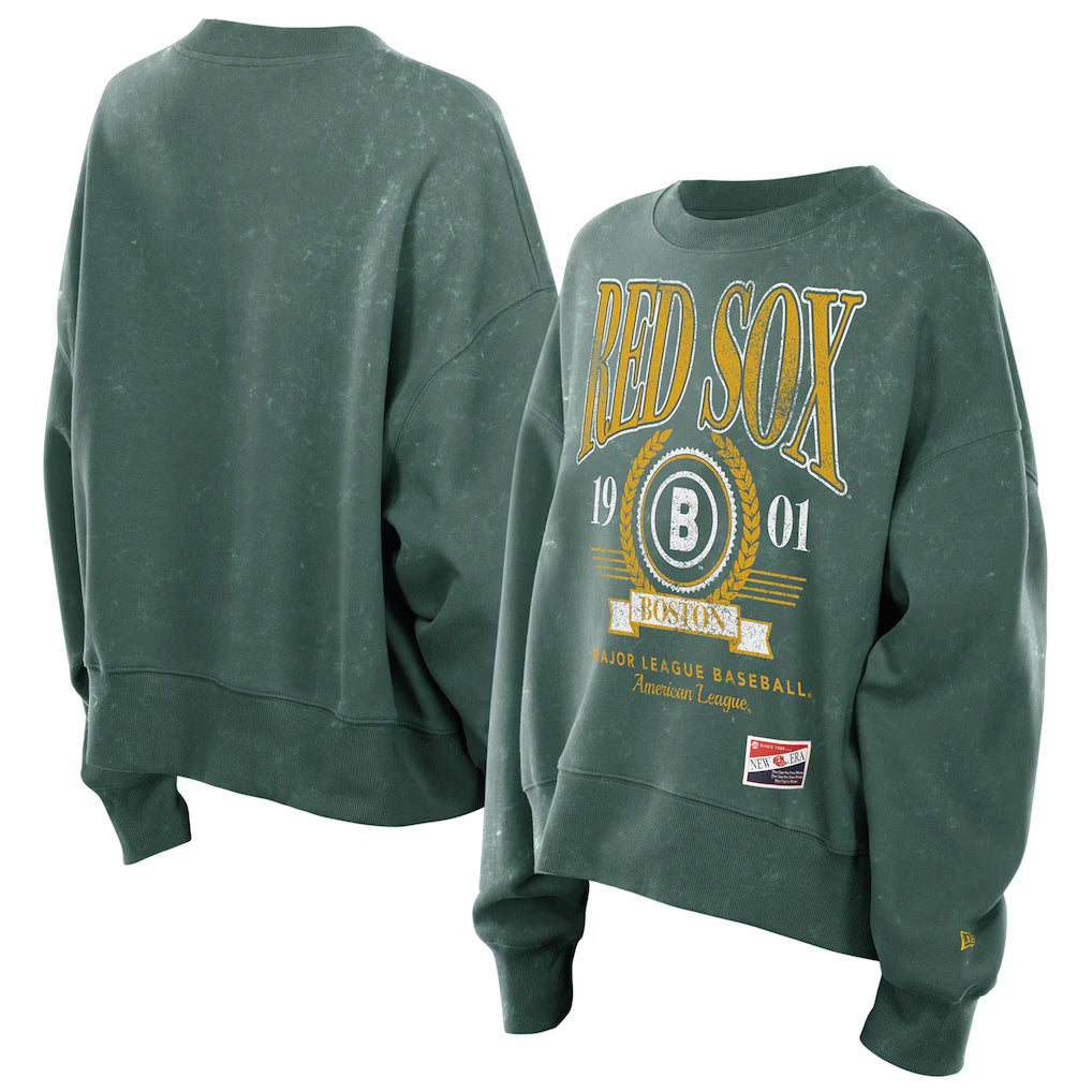 Women’s Boston Red Sox New Era Green 2025 Pullover Sweatshirt NYC Jackets