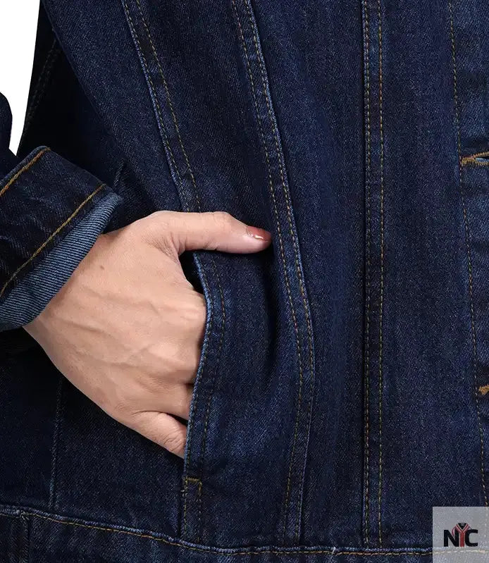 Women's Dark Blue Oversized Denim Jacket NYC Jackets