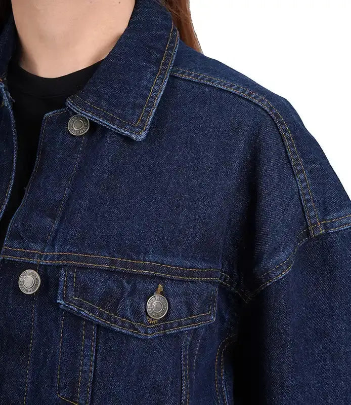 Women's Dark Blue Oversized Denim Jacket NYC Jackets