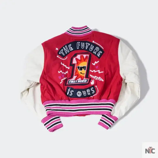 Women’s First Row The Future Is Ours League Red Varsity Jacket NYC Jackets