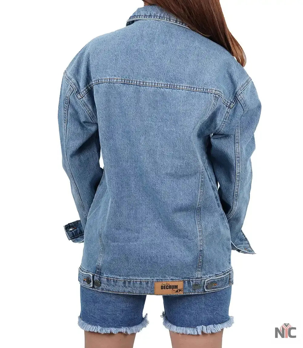 Women's Light Blue Oversized Denim Jacket NYC Jackets