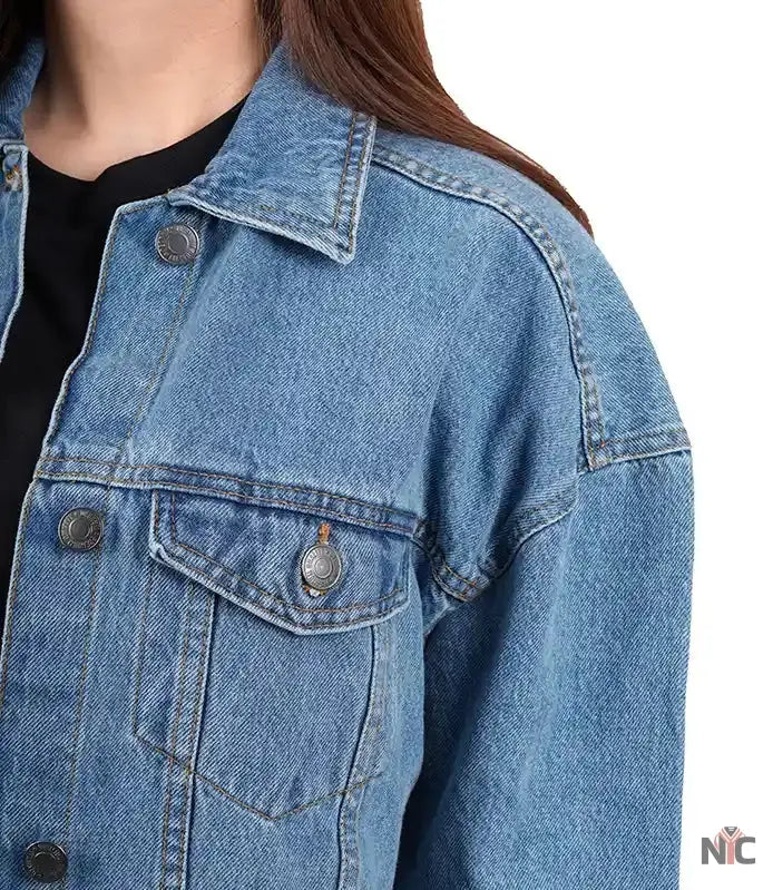 Women's Light Blue Oversized Denim Jacket NYC Jackets