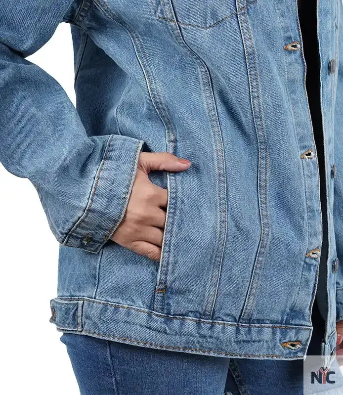 Women's Light Blue Oversized Denim Jacket NYC Jackets