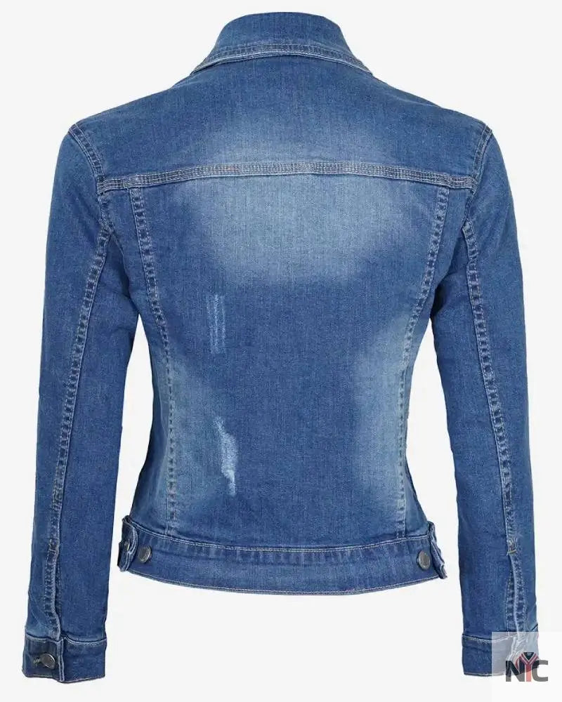 Womens Mid Blue Trucker Style Denim Jacket NYC Jackets