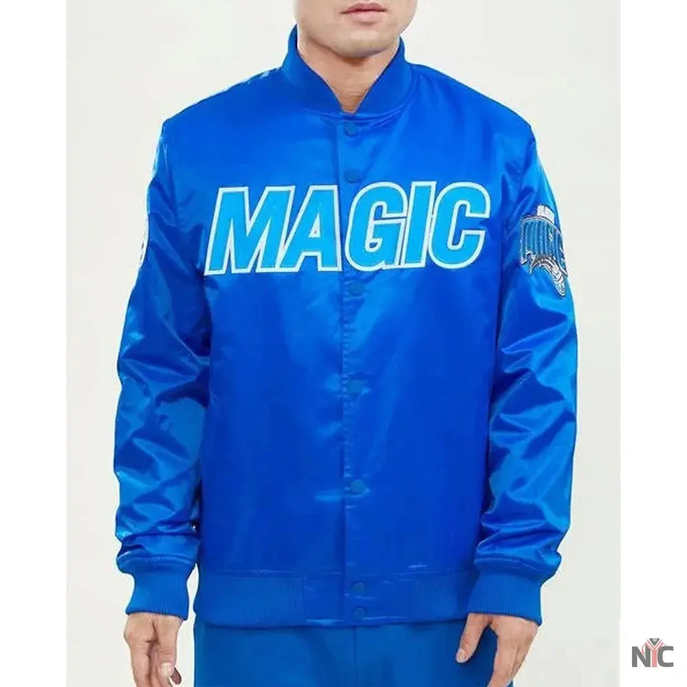 Wordmark Orlando Magic Royal Satin Jacket NYC Jackets